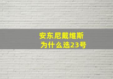 安东尼戴维斯为什么选23号