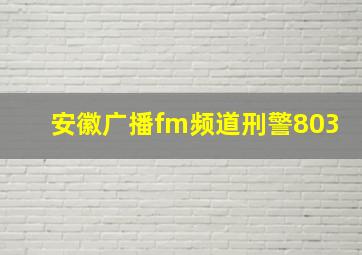 安徽广播fm频道刑警803