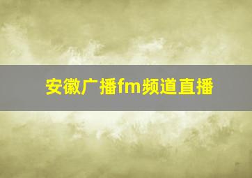 安徽广播fm频道直播