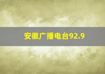 安徽广播电台92.9