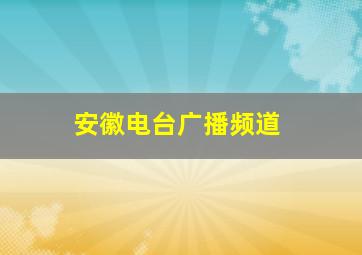 安徽电台广播频道