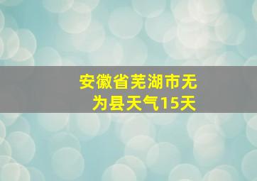 安徽省芜湖市无为县天气15天