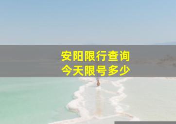 安阳限行查询今天限号多少