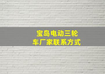 宝岛电动三轮车厂家联系方式