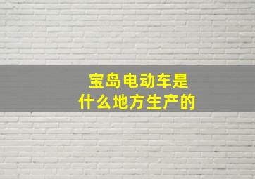 宝岛电动车是什么地方生产的