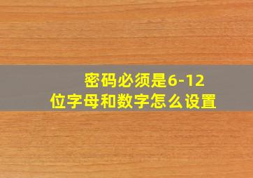 密码必须是6-12位字母和数字怎么设置