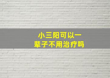 小三阳可以一辈子不用治疗吗