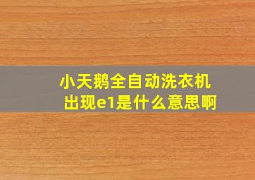 小天鹅全自动洗衣机出现e1是什么意思啊