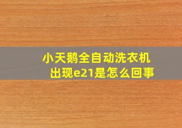 小天鹅全自动洗衣机出现e21是怎么回事