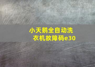 小天鹅全自动洗衣机故障码e30