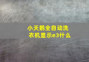 小天鹅全自动洗衣机显示e3什么