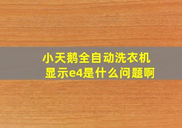 小天鹅全自动洗衣机显示e4是什么问题啊