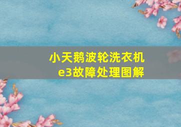 小天鹅波轮洗衣机e3故障处理图解