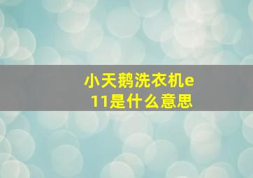 小天鹅洗衣机e11是什么意思