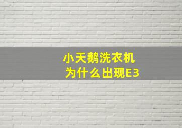 小天鹅洗衣机为什么出现E3