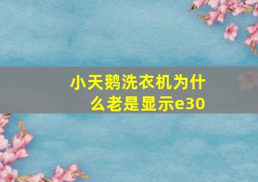 小天鹅洗衣机为什么老是显示e30