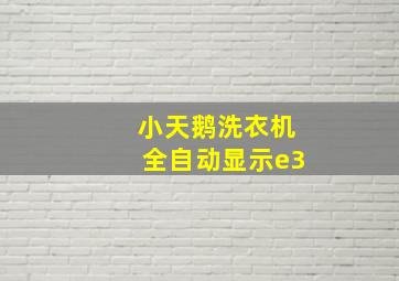 小天鹅洗衣机全自动显示e3