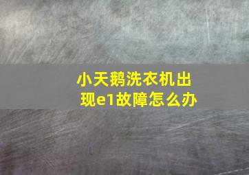 小天鹅洗衣机出现e1故障怎么办