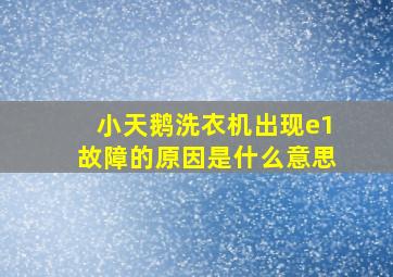 小天鹅洗衣机出现e1故障的原因是什么意思