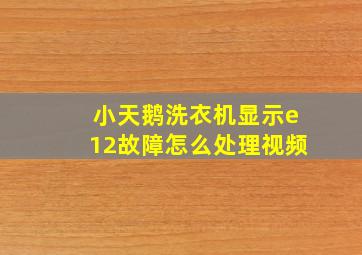 小天鹅洗衣机显示e12故障怎么处理视频