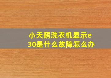 小天鹅洗衣机显示e30是什么故障怎么办