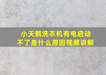 小天鹅洗衣机有电启动不了是什么原因视频讲解