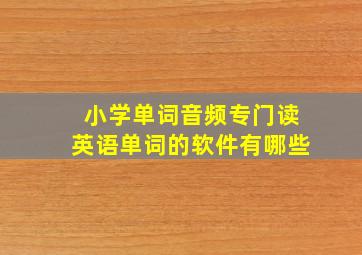 小学单词音频专门读英语单词的软件有哪些