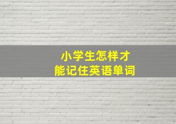 小学生怎样才能记住英语单词