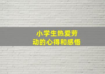 小学生热爱劳动的心得和感悟