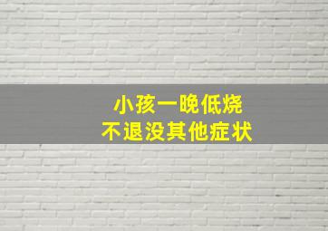 小孩一晚低烧不退没其他症状