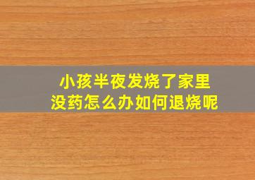 小孩半夜发烧了家里没药怎么办如何退烧呢