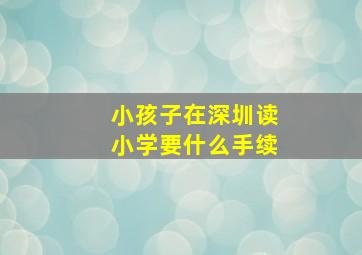 小孩子在深圳读小学要什么手续