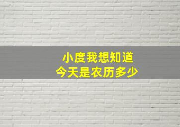 小度我想知道今天是农历多少