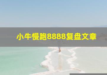 小牛慢跑8888复盘文章