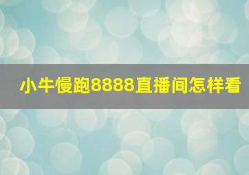 小牛慢跑8888直播间怎样看