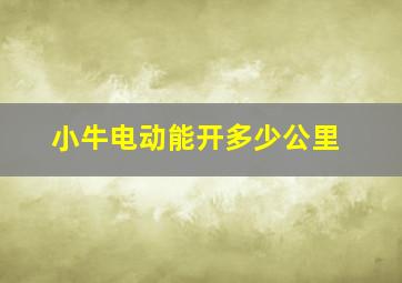 小牛电动能开多少公里