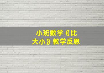 小班数学《比大小》教学反思