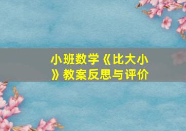 小班数学《比大小》教案反思与评价