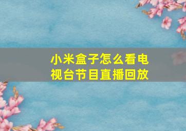 小米盒子怎么看电视台节目直播回放