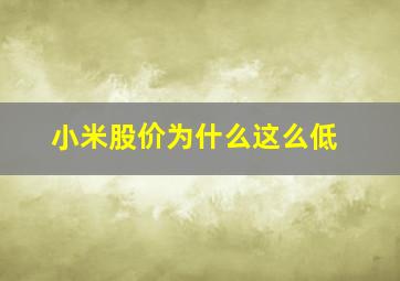 小米股价为什么这么低