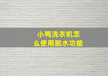 小鸭洗衣机怎么使用脱水功能