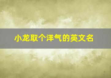 小龙取个洋气的英文名