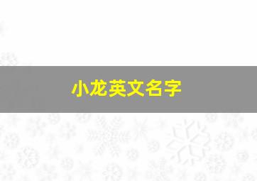 小龙英文名字