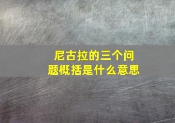 尼古拉的三个问题概括是什么意思