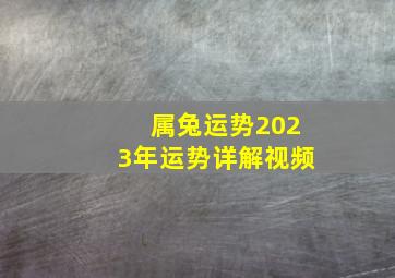 属兔运势2023年运势详解视频