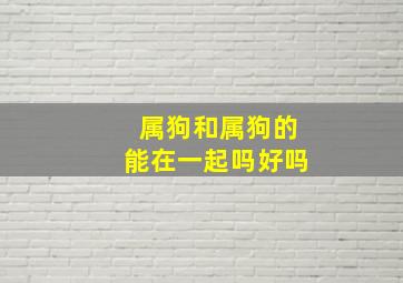 属狗和属狗的能在一起吗好吗