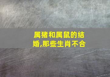 属猪和属鼠的结婚,那些生肖不合