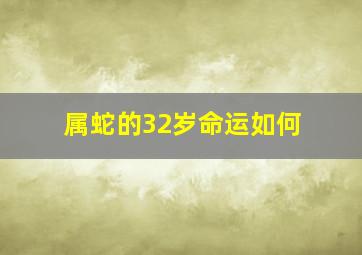 属蛇的32岁命运如何