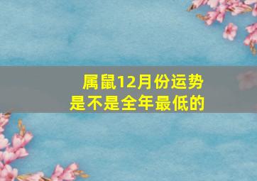 属鼠12月份运势是不是全年最低的