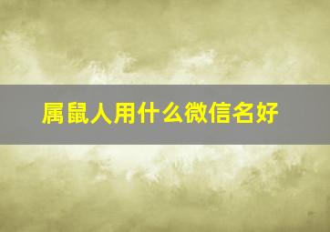 属鼠人用什么微信名好